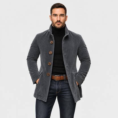 Manteau homme élégant col montant - coloris gris, vue avant