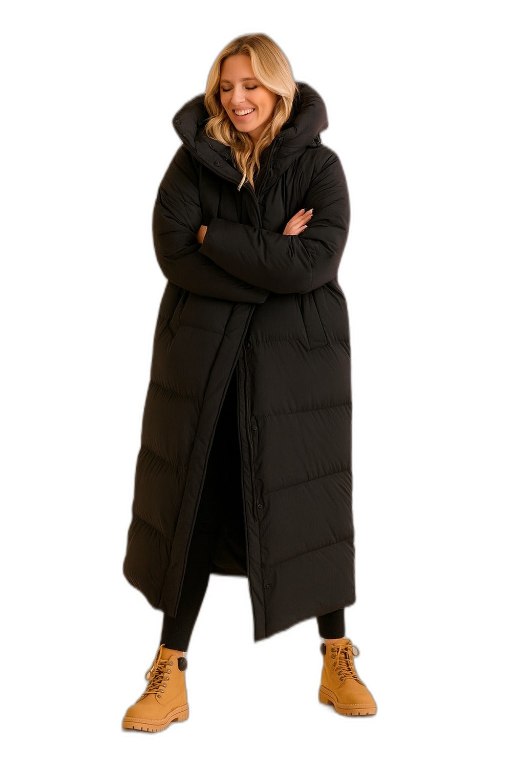 Manteau d'hiver long avec capuchon, vue arrière