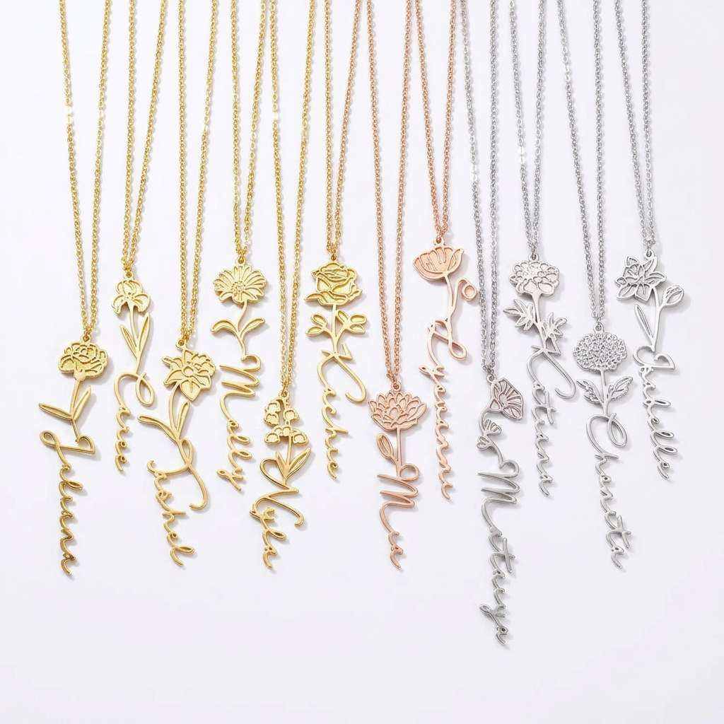 Collier Prénom & Fleur de Naissance