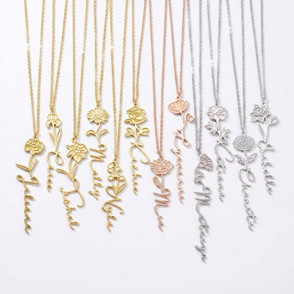 Collier Prénom & Fleur de Naissance