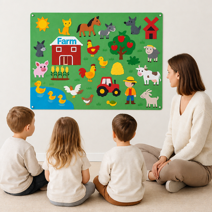 Ambiance de classe scandinave avec le tableau en feutrine
