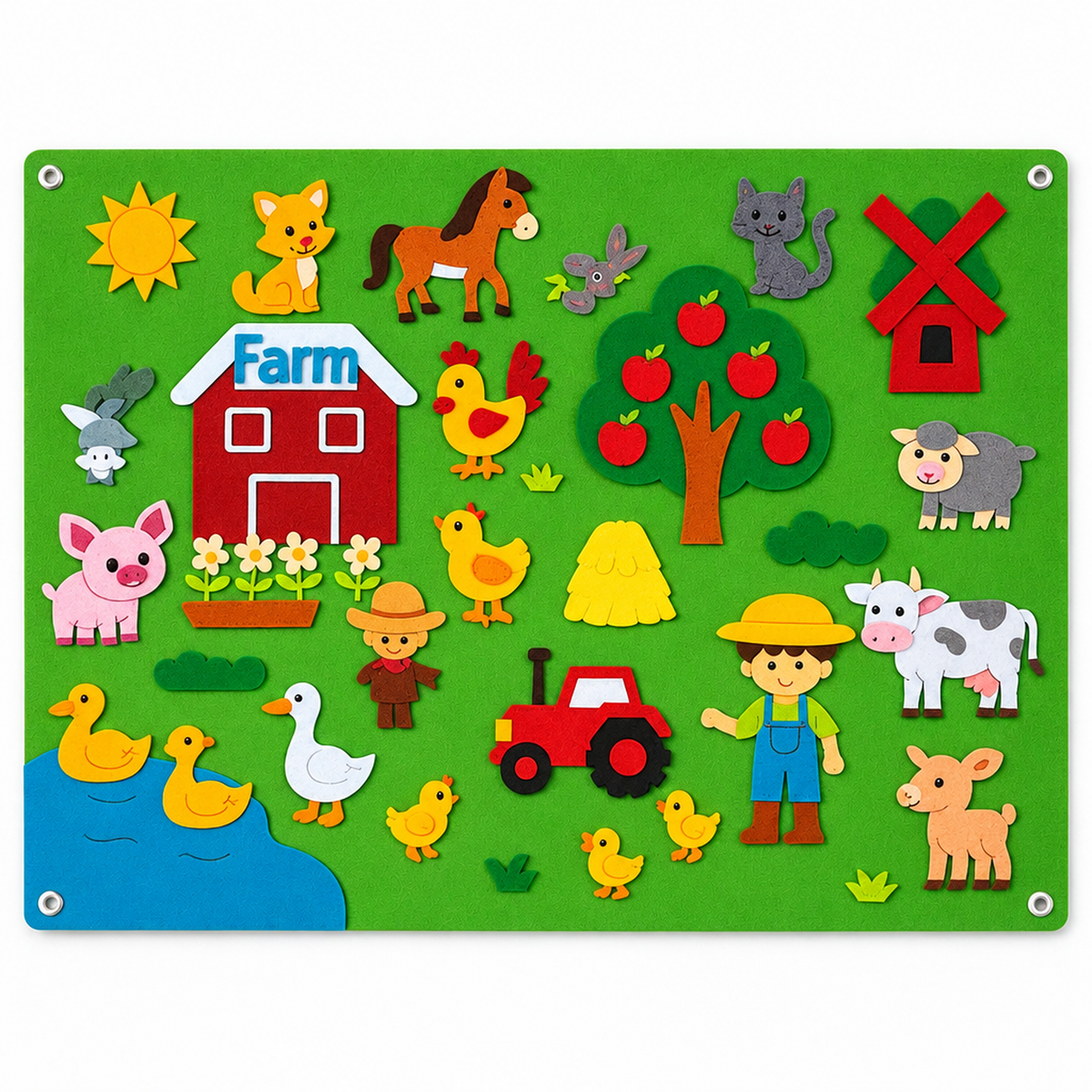 Détail du tableau en feutrine Ferme avec toutes les pièces