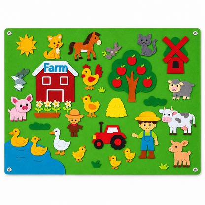 Détail du tableau en feutrine Ferme avec toutes les pièces