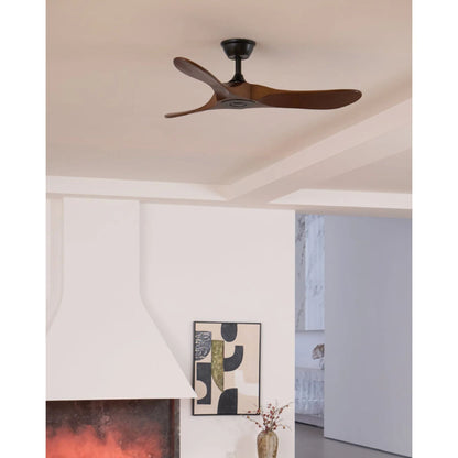 Ventilateur de Plafond en Bois Noyer – Silencieux, 6 Vitesses & Télécommande, Design Moderne