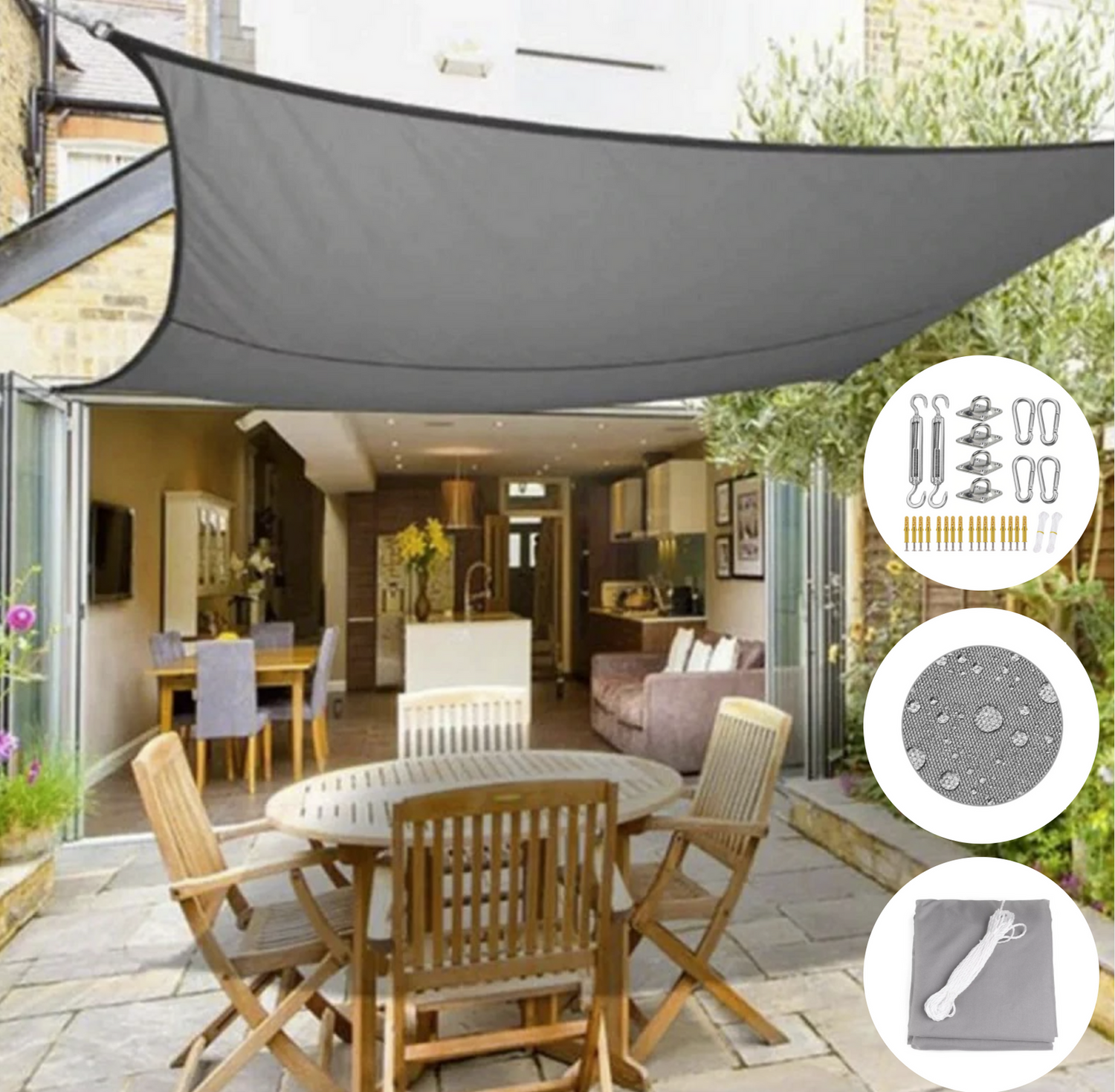 Voile d'Ombrage Imperméable – Triangle, Carré & Rectangle | Protection UV Jardin