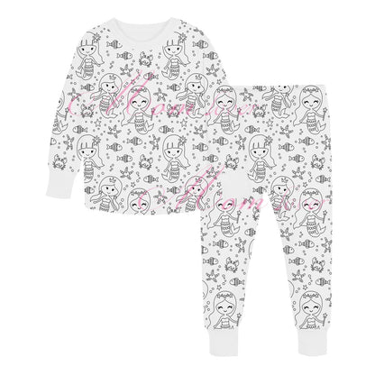Pyjama à colorier enfant avec motif vierge sirène à personnaliser