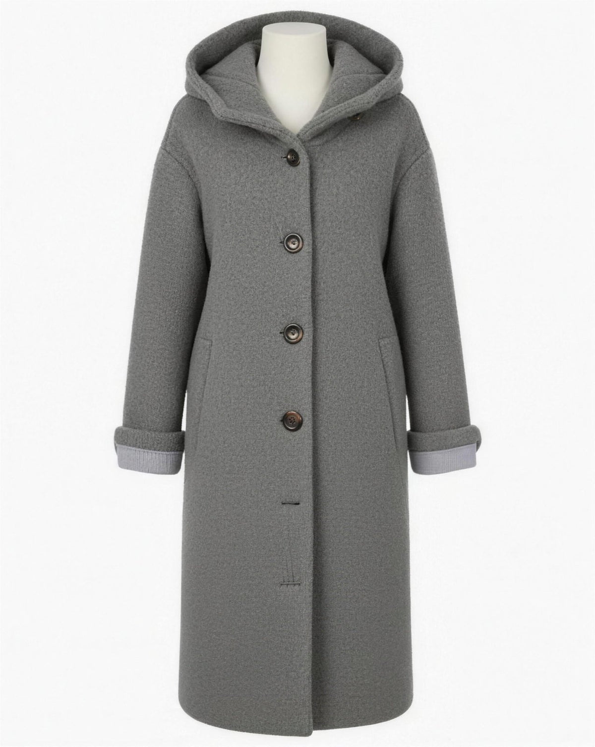 Manteau femme laine oversize capuche, coloris gris