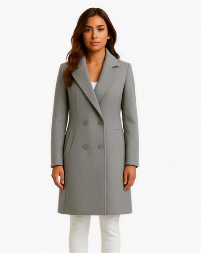 Manteau long élégant femme - gris