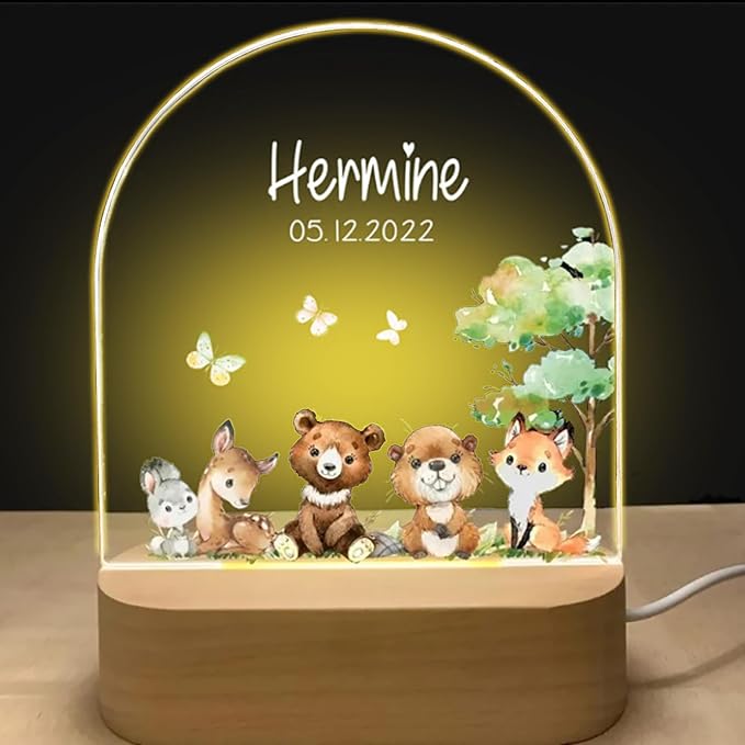Veilleuse LED personnalisée pour enfant, motif Famille 3 gravé sur acrylique