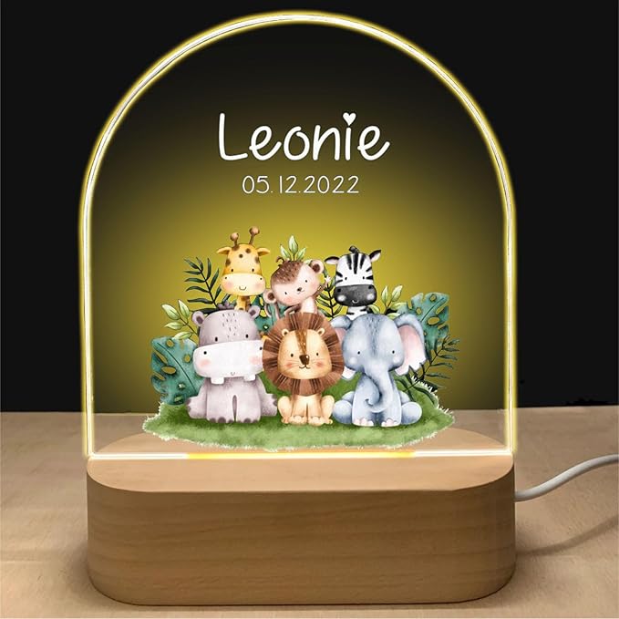 Veilleuse LED personnalisée pour enfant, motif Famille 5 gravé sur acrylique