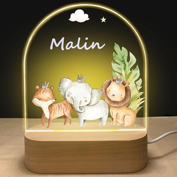 Veilleuse LED personnalisée pour enfant, motif Famille 6 gravé sur acrylique
