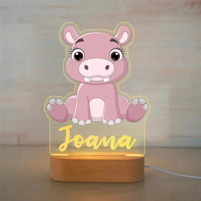 Veilleuse animaux de la savane personnalisée, motif Zèbre avec prénom personnalisé