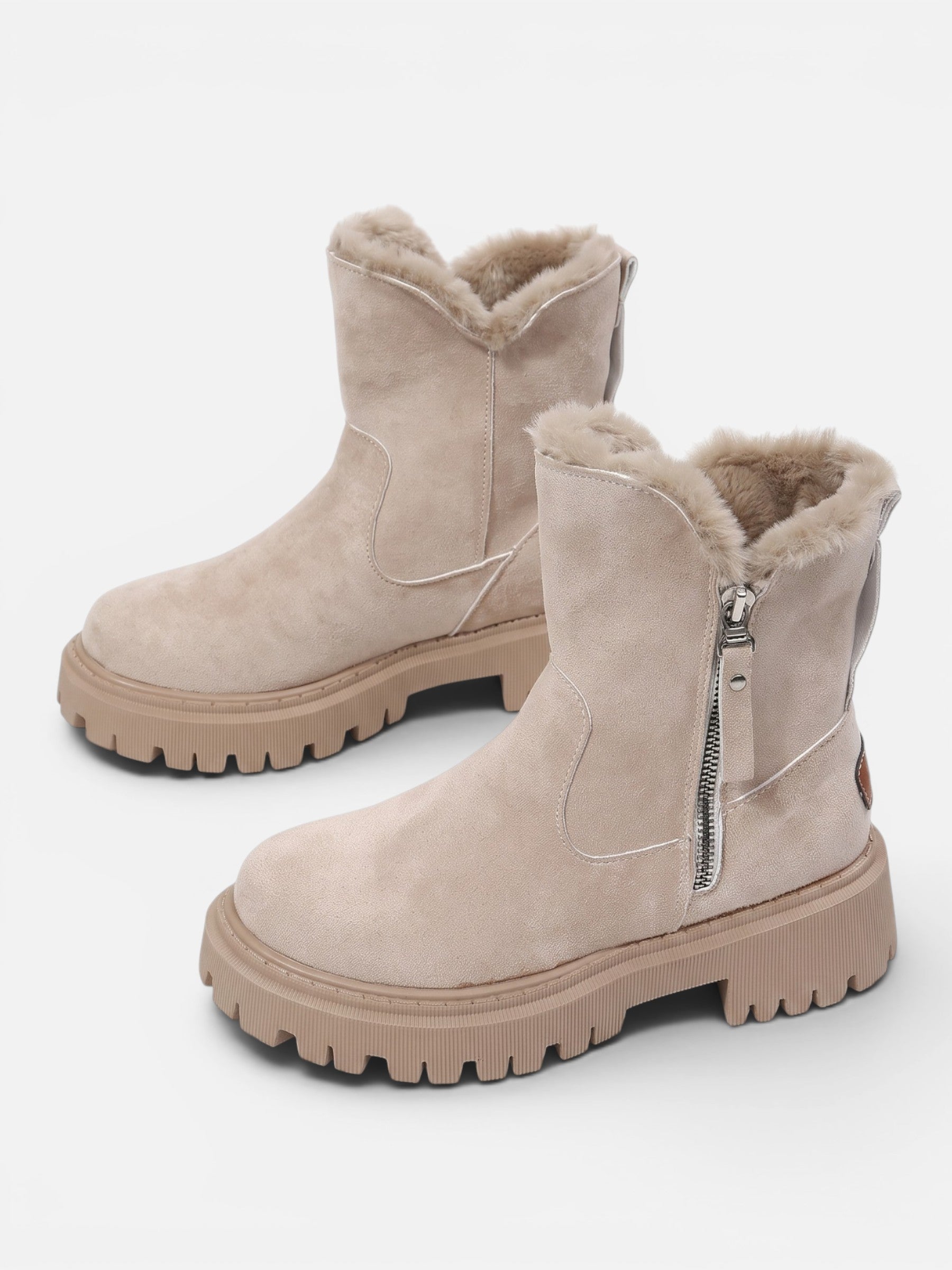 Bottines en daim fourrées femme, coloris Kaki