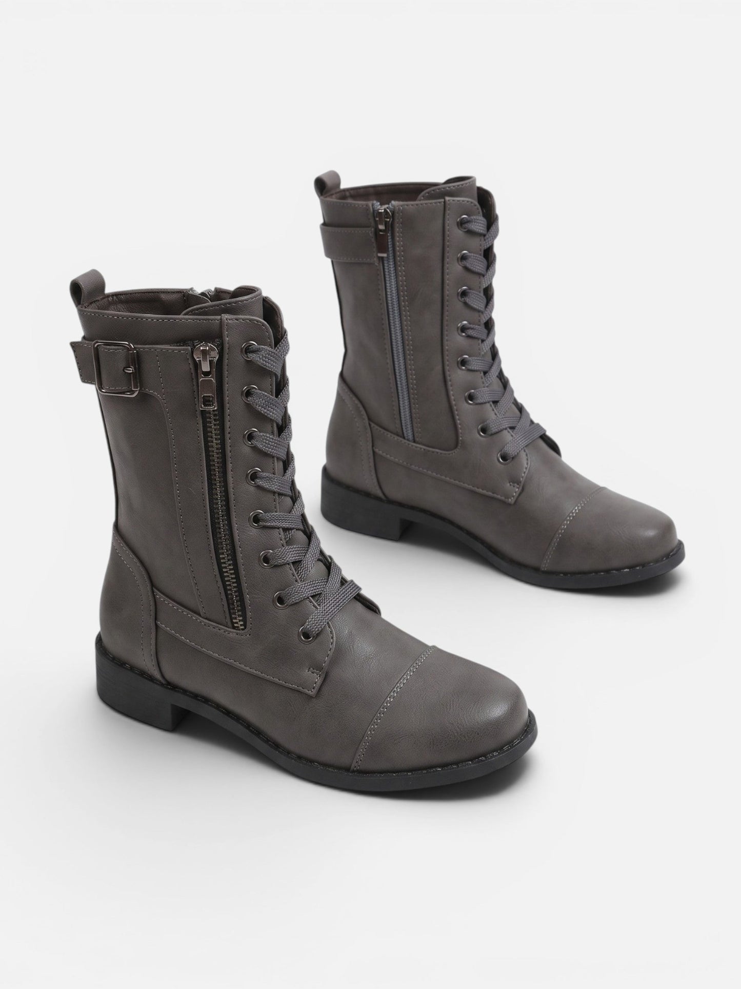 Rangers femme en cuir gris, coloris disponibles