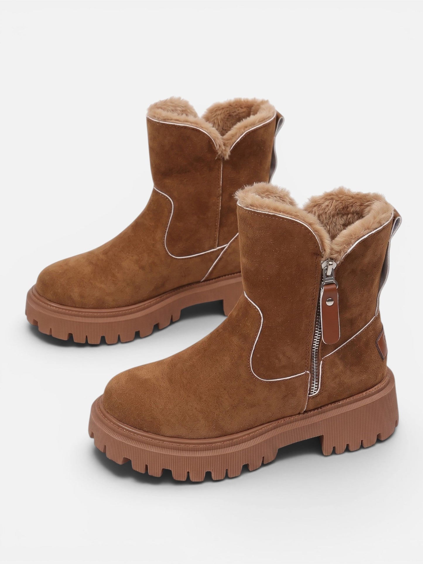 Bottines en daim fourrées femme, coloris Marron