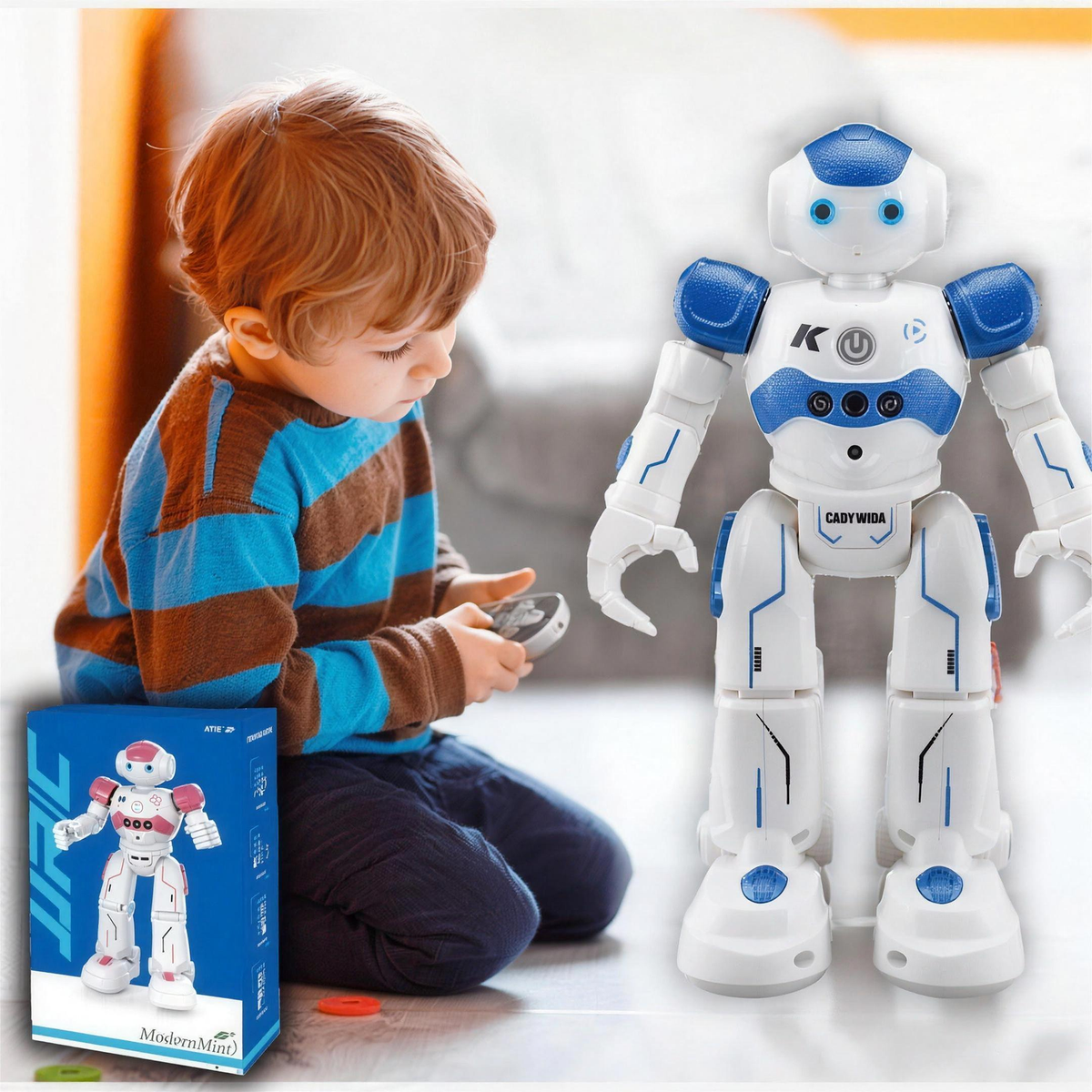 Robot éducatif interactif NovaBot debout, vue de face