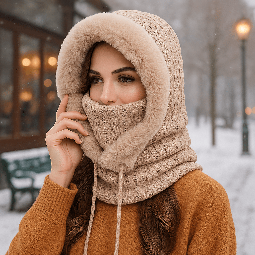 écharpe à capuche femme, coloris beige