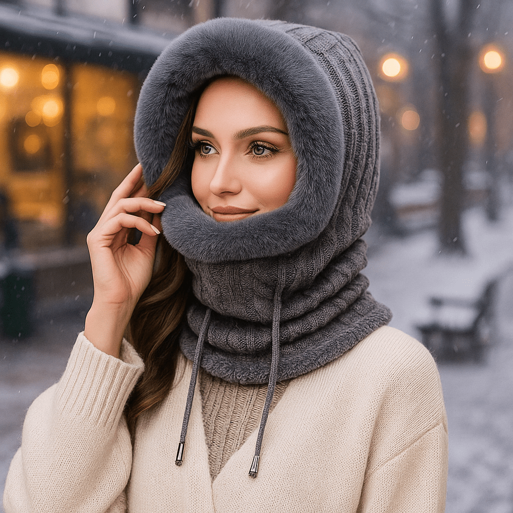 écharpe à capuche femme, coloris gris