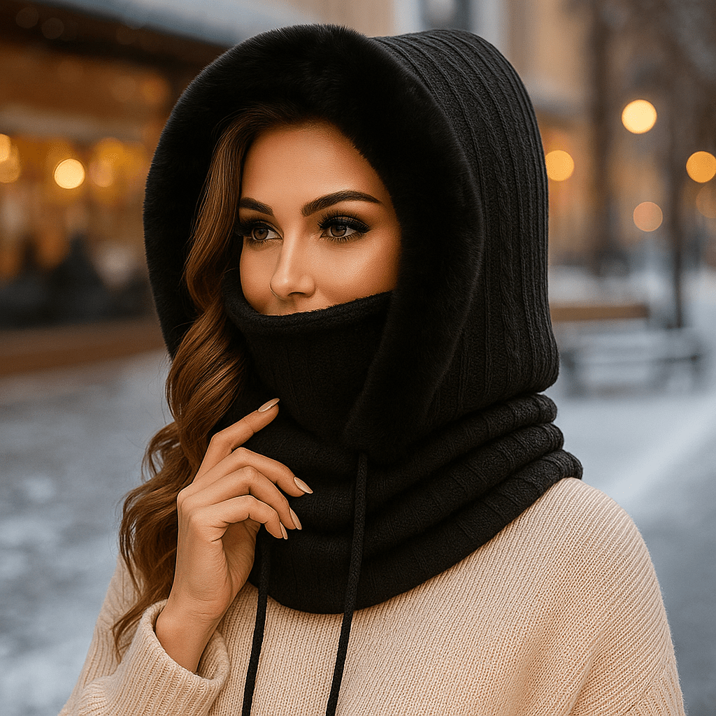 écharpe à capuche femme, coloris noir