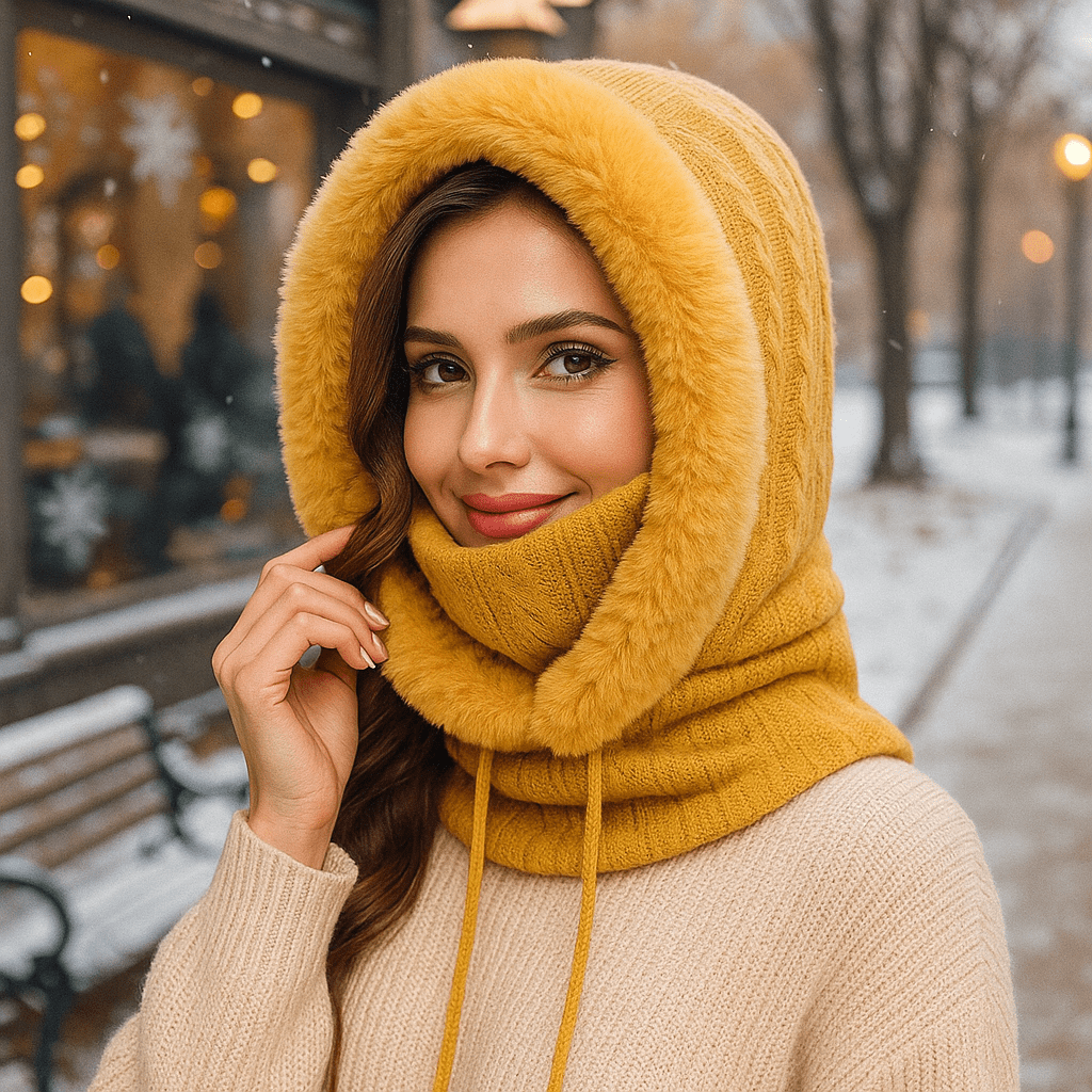 écharpe à capuche femme, coloris jaune
