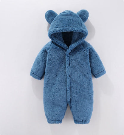 Combinaison polaire bébé à capuche, coloris Bleu