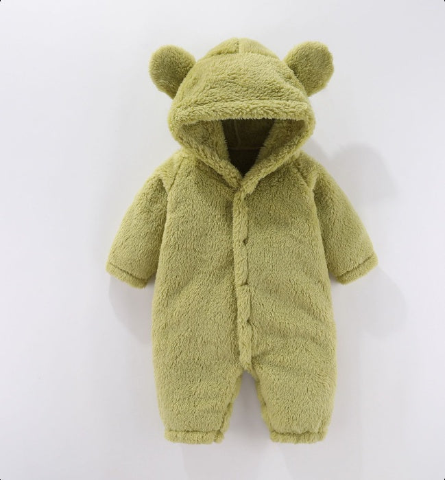 Combinaison polaire bébé à capuche, coloris Vert