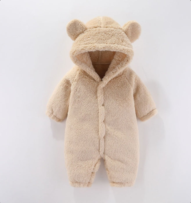 Combinaison polaire bébé à capuche, coloris Beige