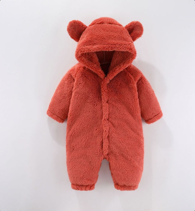 Combinaison polaire bébé à capuche, coloris Rouge