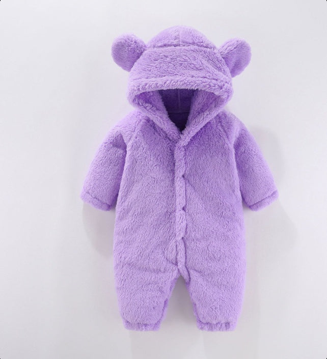 Combinaison polaire bébé à capuche, coloris Violet