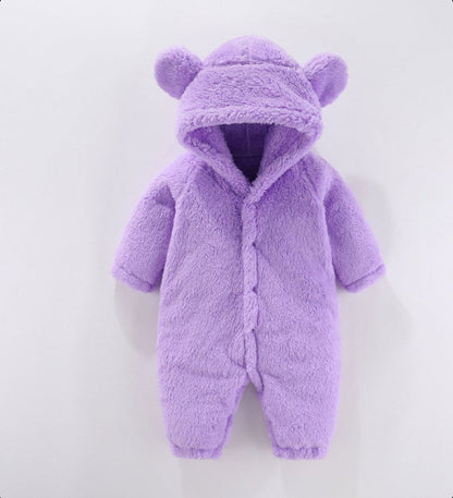 Combinaison polaire bébé à capuche, coloris Violet