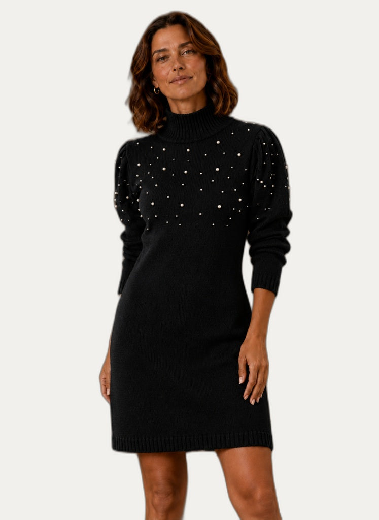 Robe en tricot, détail des manches ribbées