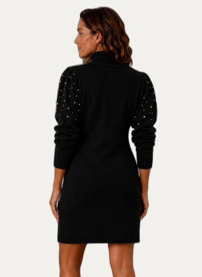 Robe en tricot portée avec des bottes