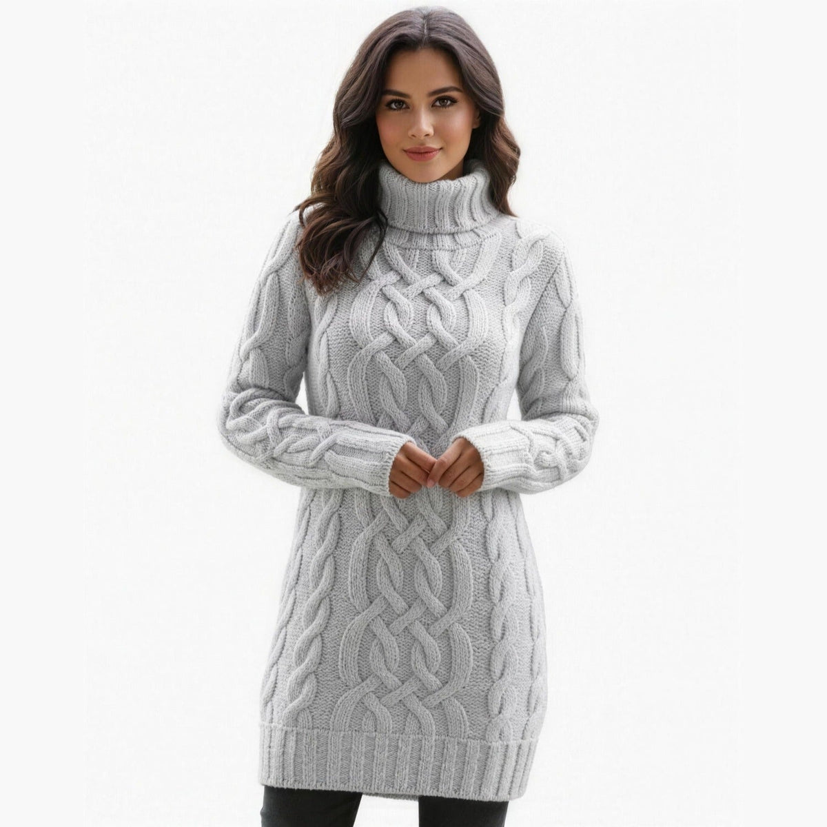 Robe Pull Col Roulé Femme