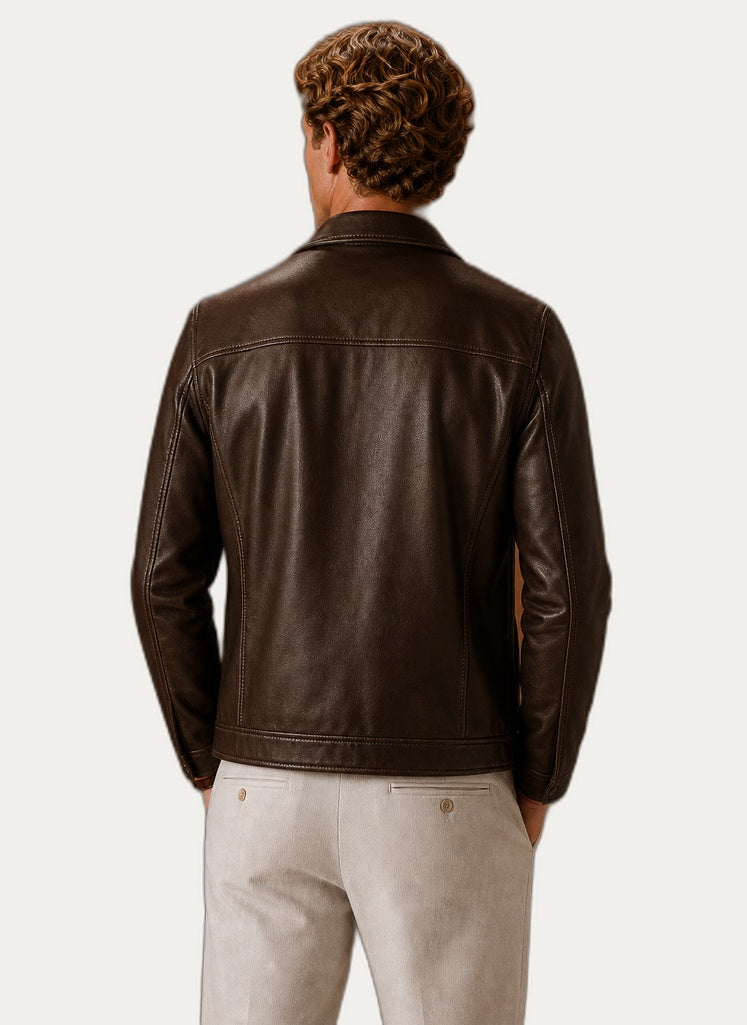 Veste en cuir look classique, vue de dos