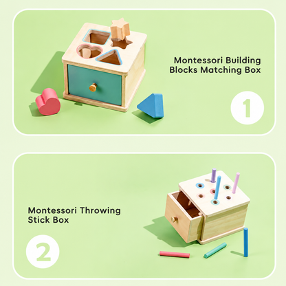 Formes géométriques en bois à insérer dans la boîte à trier Montessori