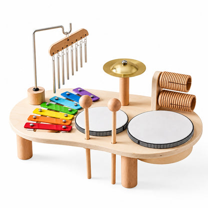 Table musicale en bois naturel pour enfant