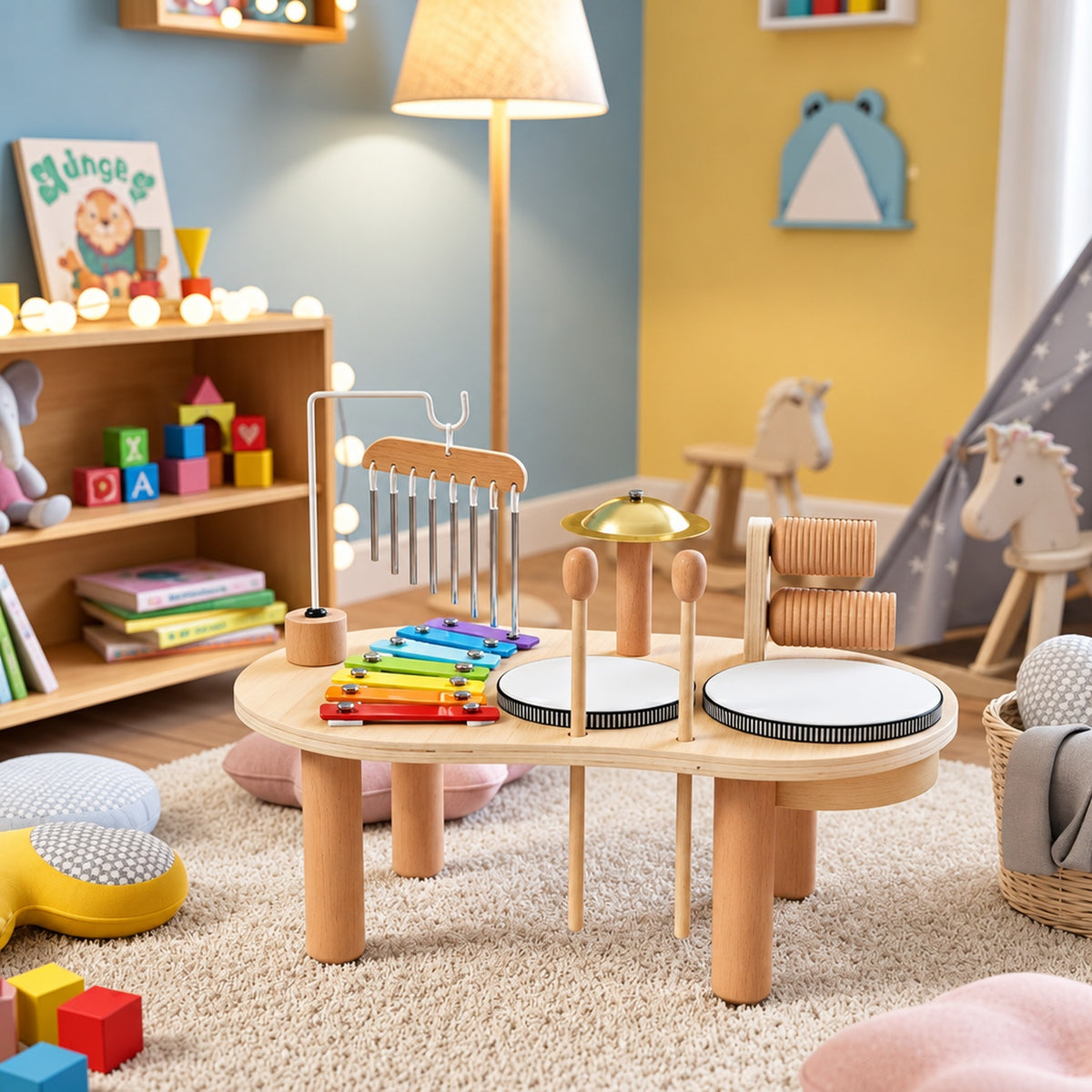 Vue de côté de la table musicale pour enfant
