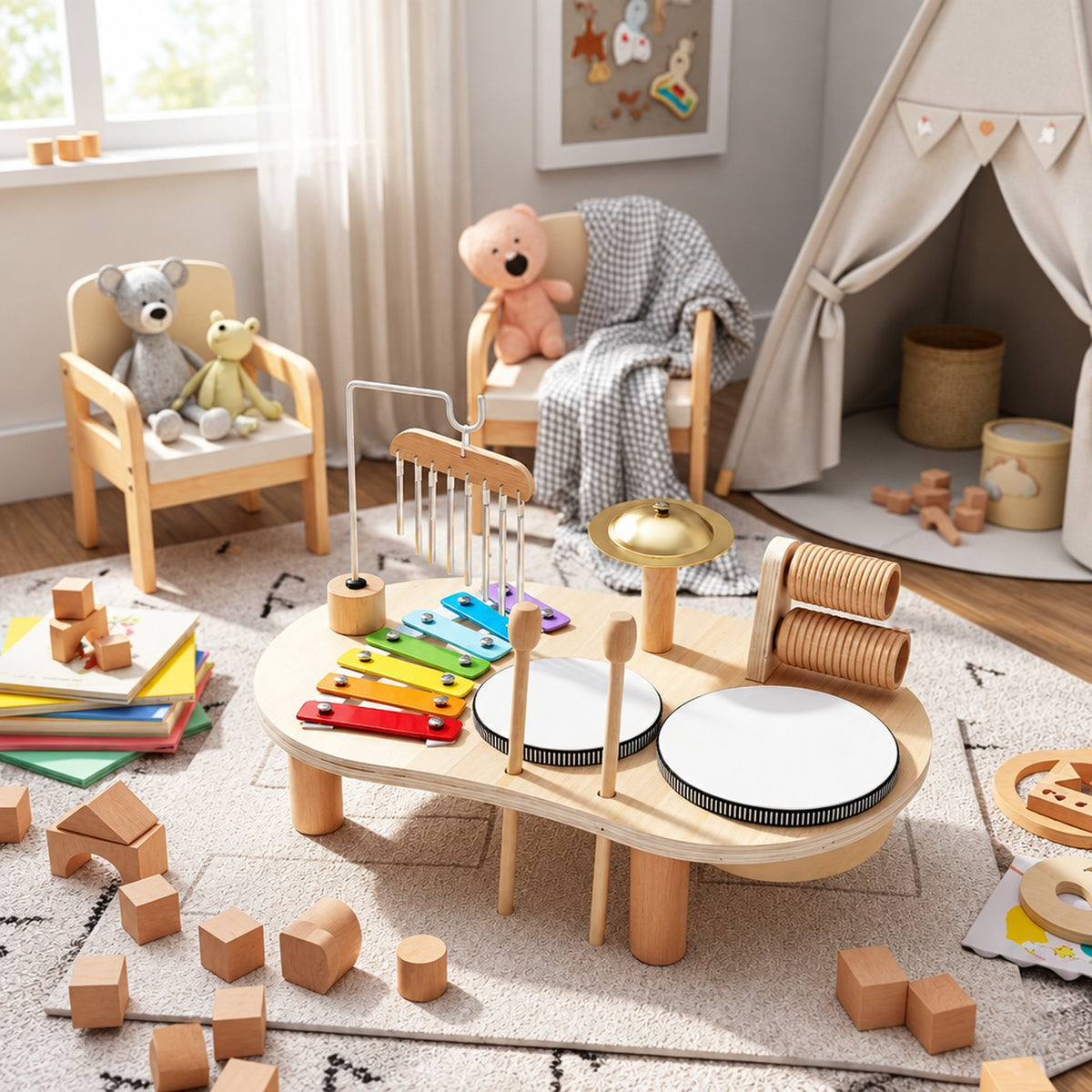 Vue du dessus de la table musicale pour enfant