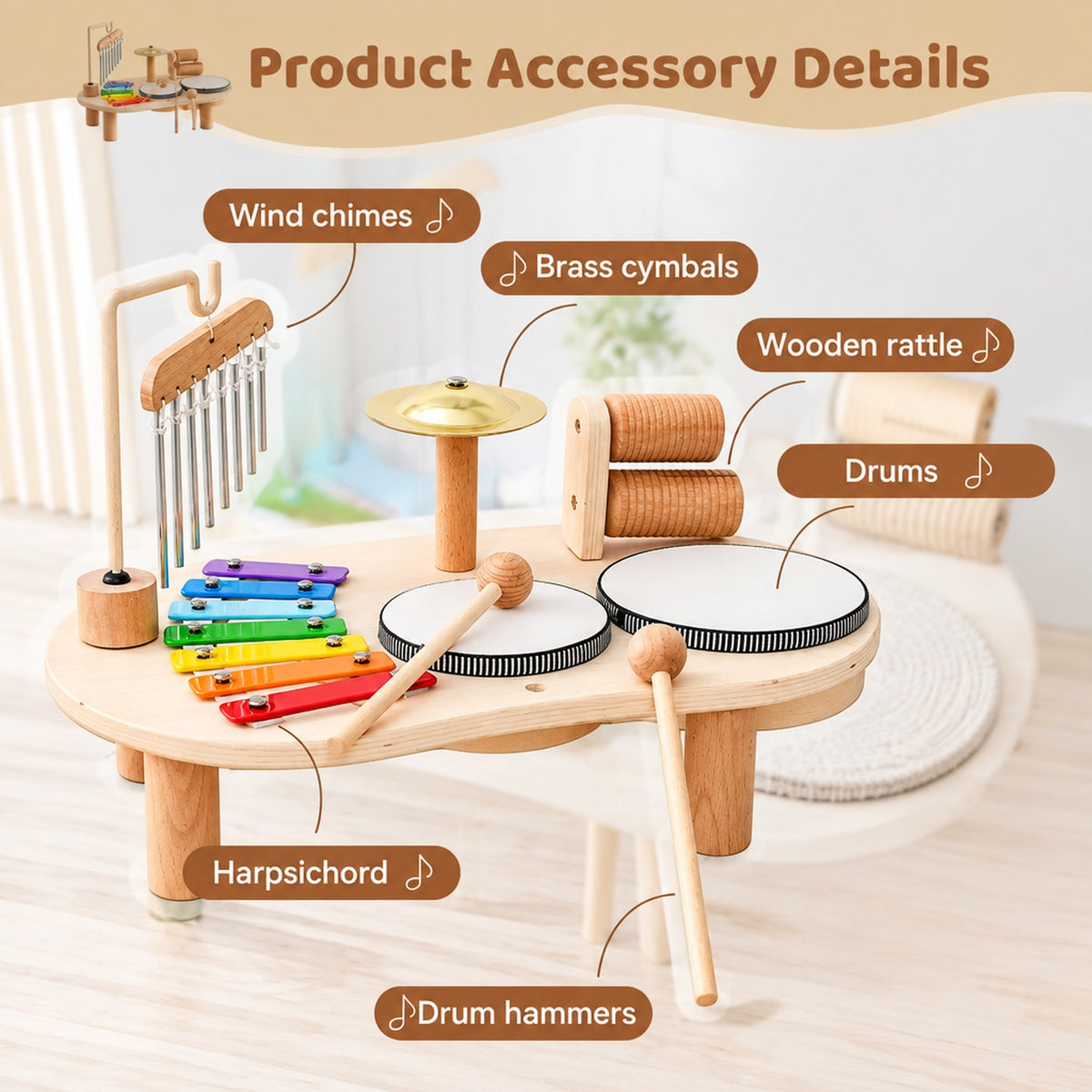 Vue d'ensemble des accessoires inclus