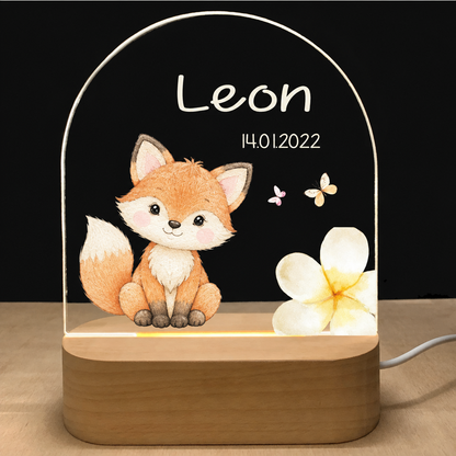 Veilleuse acrylique, motif renard