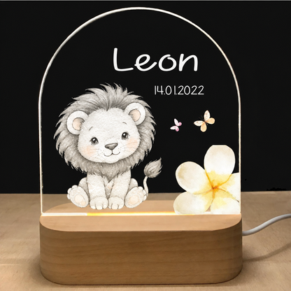 Veilleuse acrylique, motif lion