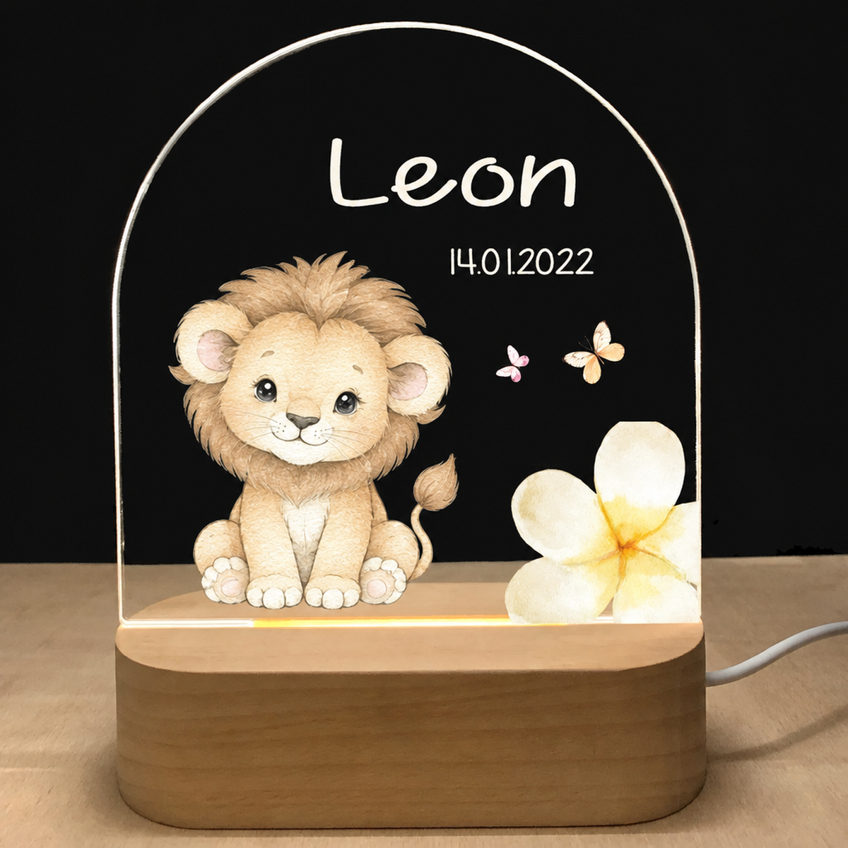 Veilleuse acrylique, motif lionceau