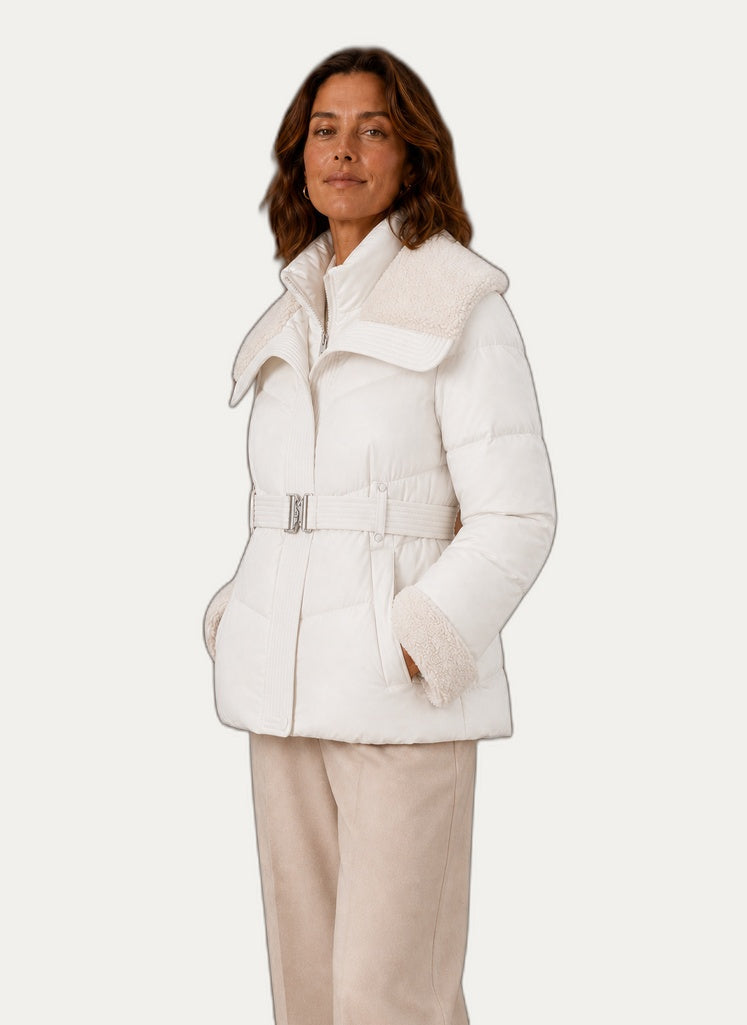Veste hivernale pour femme - Veste gonflable avec ceinture