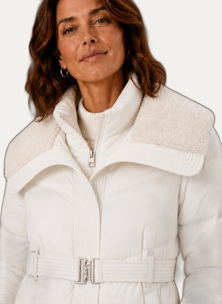 Veste hivernale pour femme - Veste gonflable avec ceinture