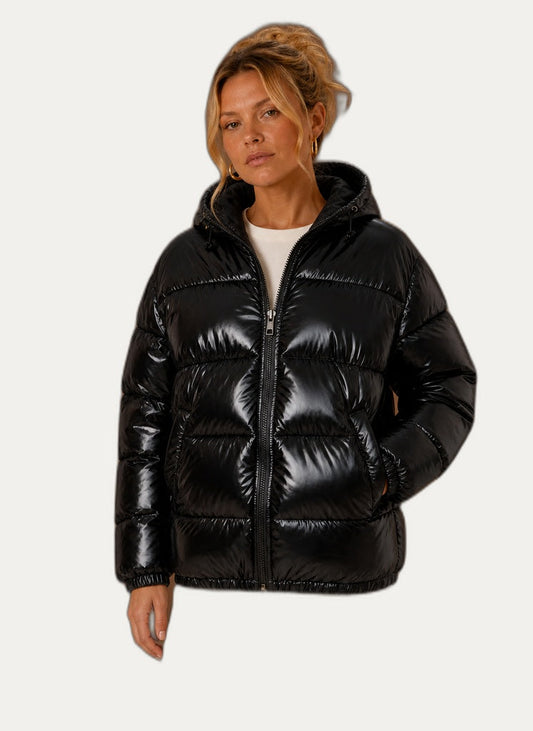 Veste hivernale gonflable femme coloris noir, vue de face