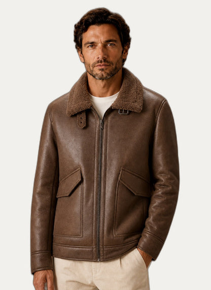 Manteau d'hiver épais homme coloris marron, vue de face