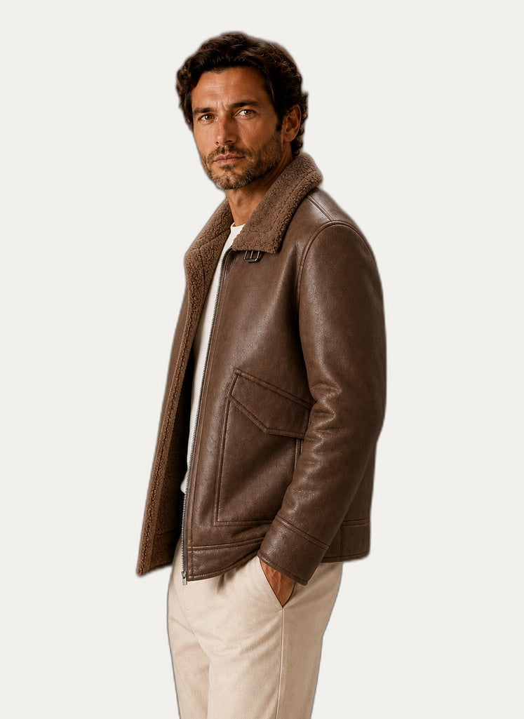 Manteau d'hiver épais homme, détail du col structuré
