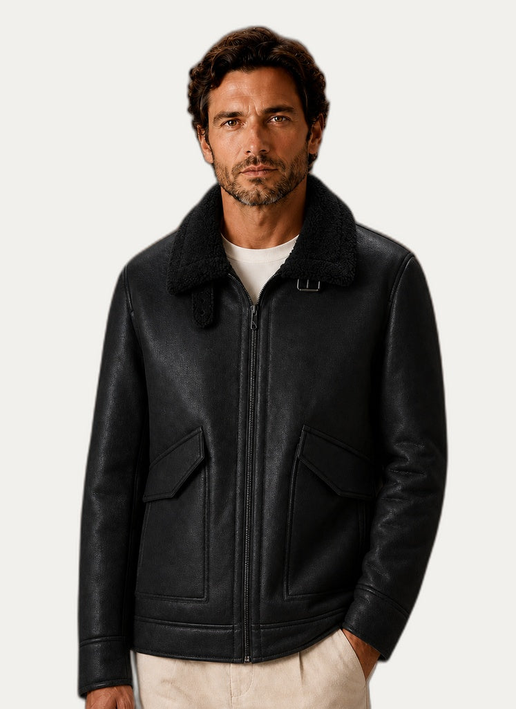 Manteau d'hiver épais homme, détail de la fermeture avant