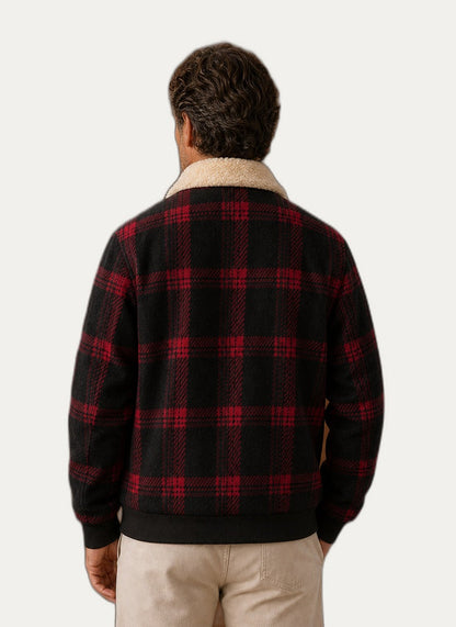 Veste bomber sherpa homme, détail du col sherpa