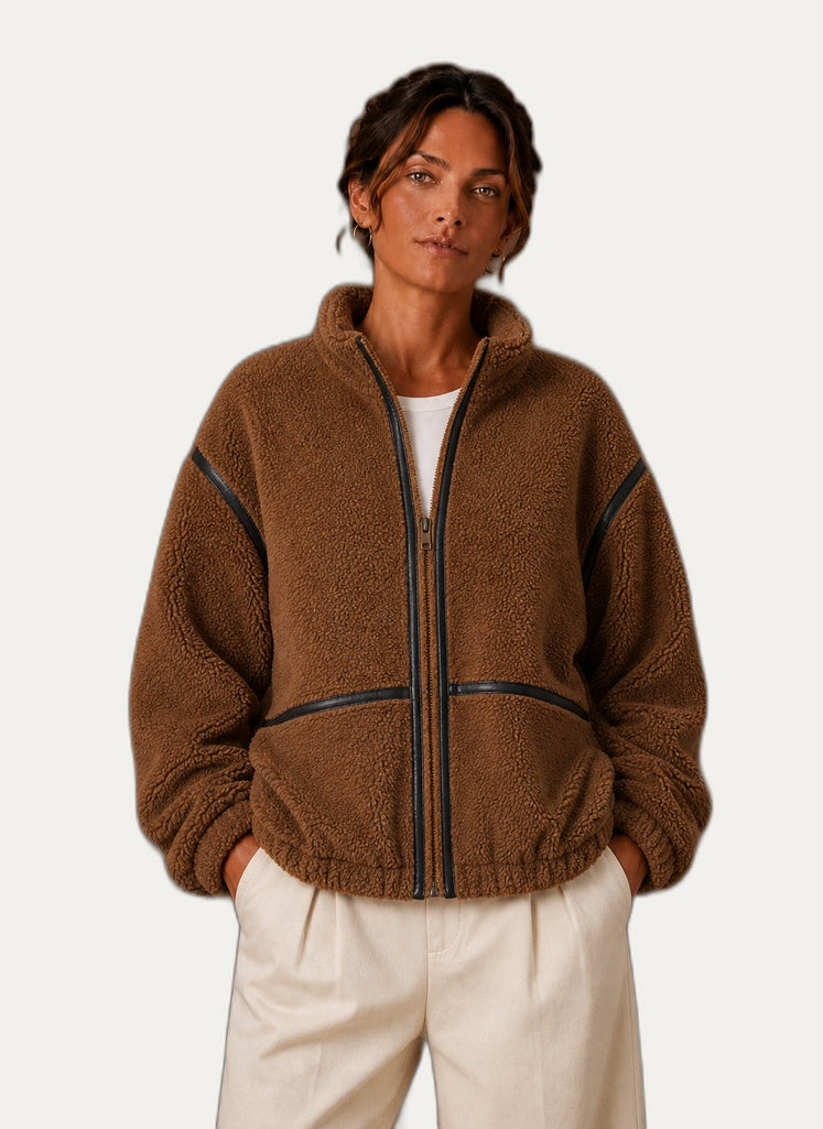 Veste Sherpa femme, détail de la fermeture éclair